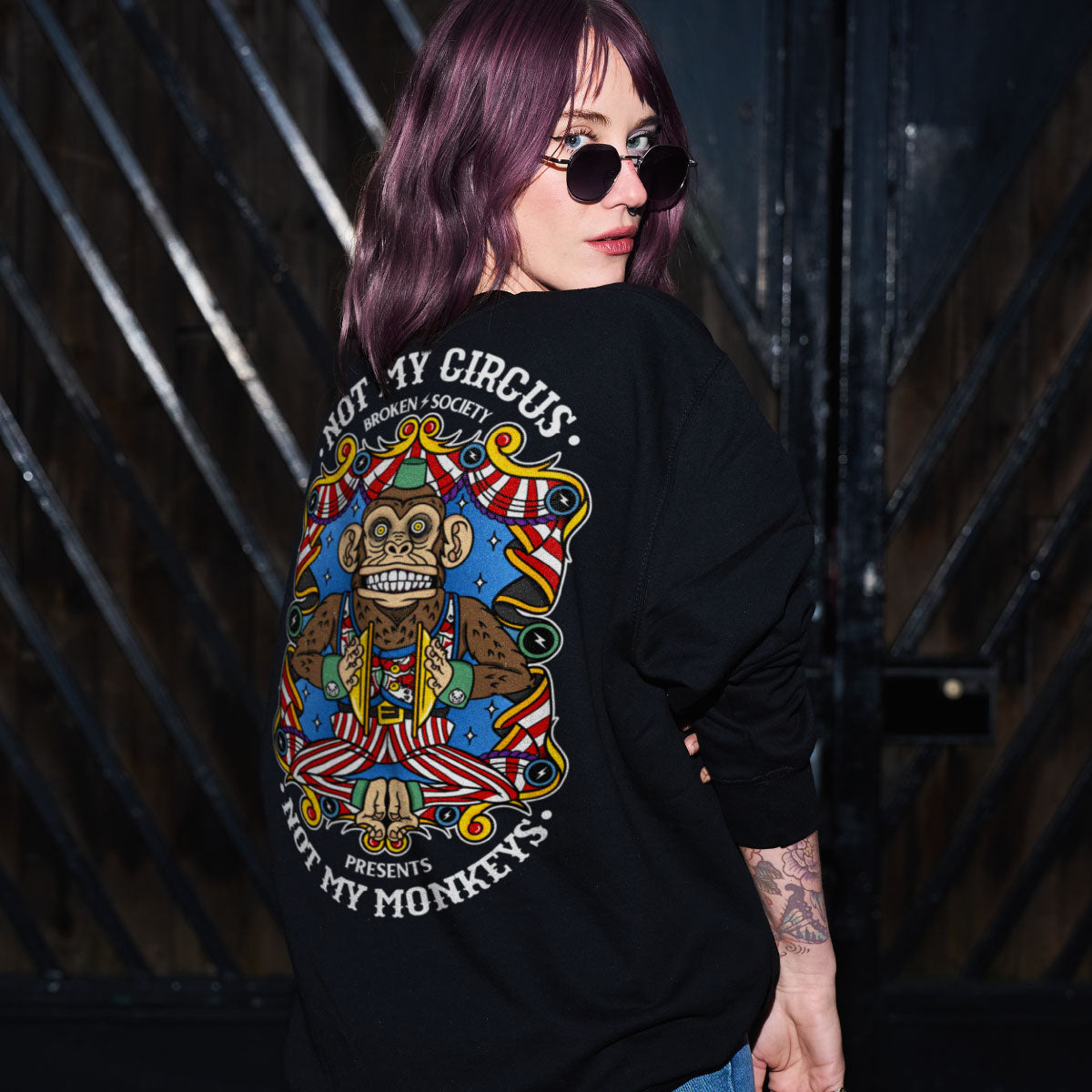 Not My Circus Sweatshirt (Unisex)-Tattoo Clothing, Tattoo Sweatshirt, JH030-Broken Society