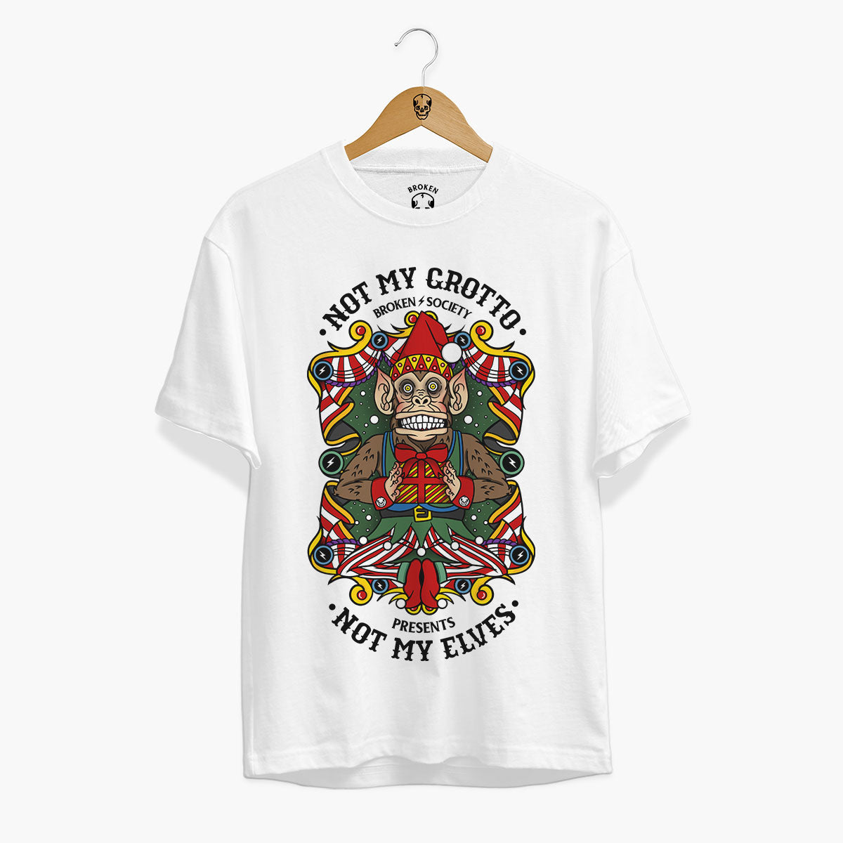 Not My Grotto Front Print Christmas T-Shirt (Unisex)-Tattoo Clothing, Tattoo T-Shirt, EP01-Broken Society