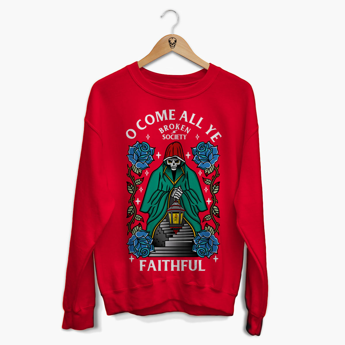 O Come All Ye Faithful Christmas Jumper (Unisex)-Tattoo Clothing, Tattoo Sweatshirt, JH030-Broken Society