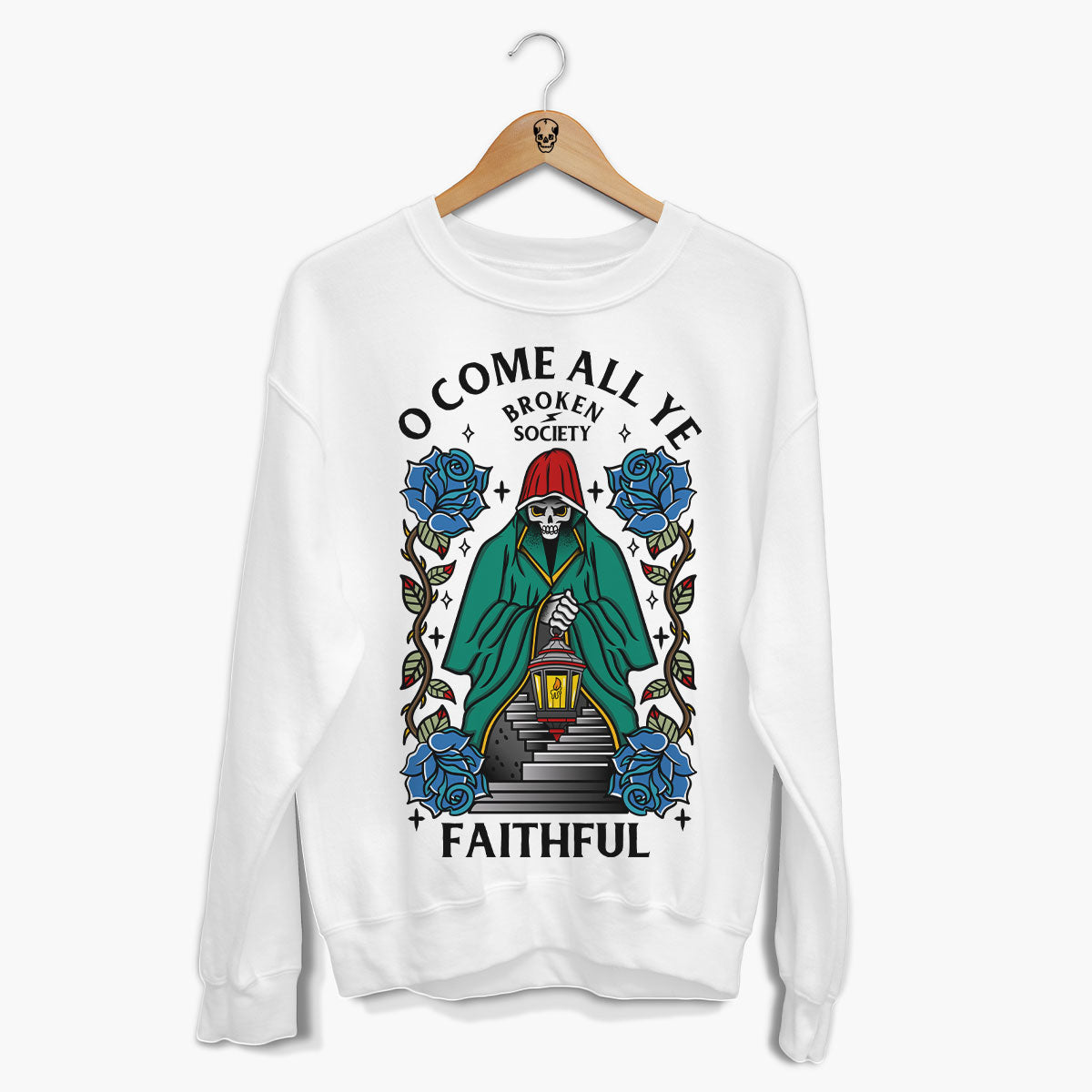 O Come All Ye Faithful Christmas Jumper (Unisex)-Tattoo Clothing, Tattoo Sweatshirt, JH030-Broken Society