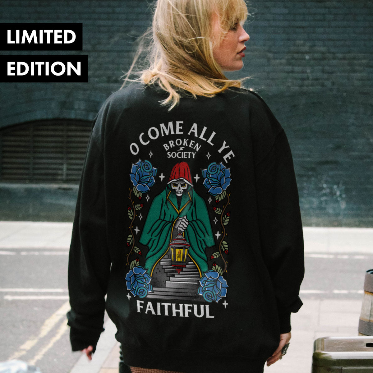 O Come All Ye Faithful Sweatshirt (Unisex)-Tattoo Clothing, Tattoo Sweatshirt, JH030-Broken Society