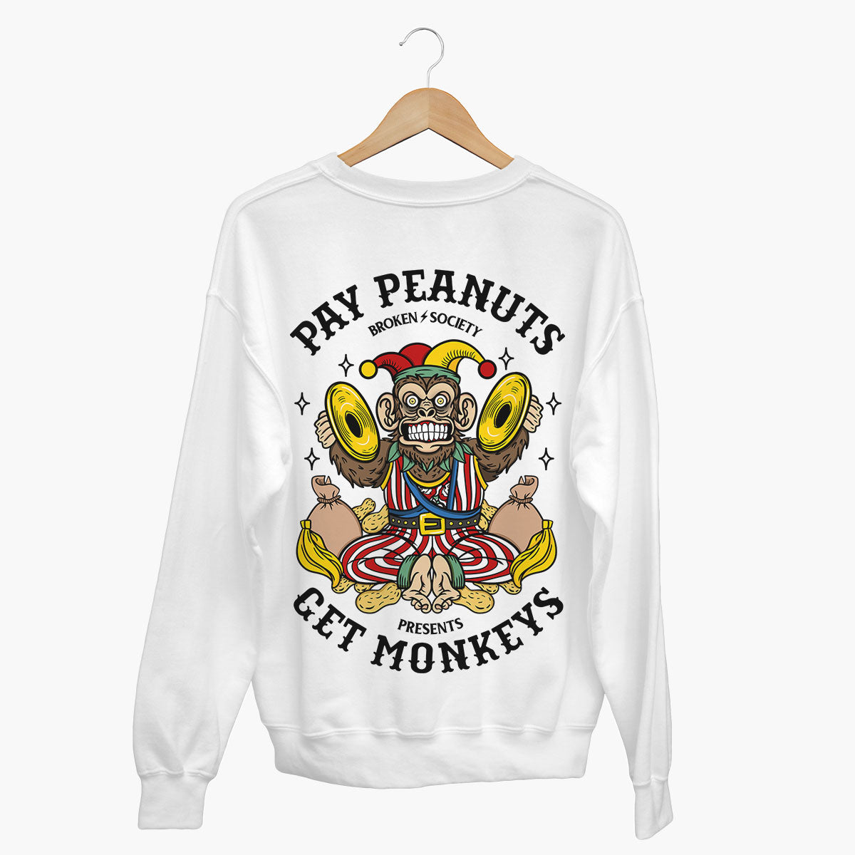 Pay Peanuts Sweatshirt (Unisex)-Tattoo Clothing, Tattoo Sweatshirt, JH030-Broken Society