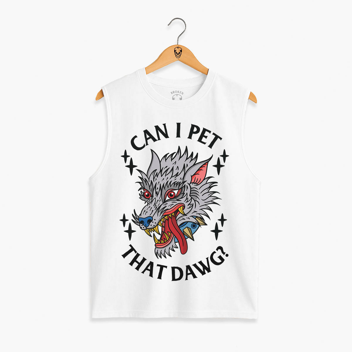 Pet That Dawg Front Print Sleeveless T-Shirt (Unisex)-Tattoo Clothing, Tattoo Sleeveless T-Shirt, EP01S-Broken Society