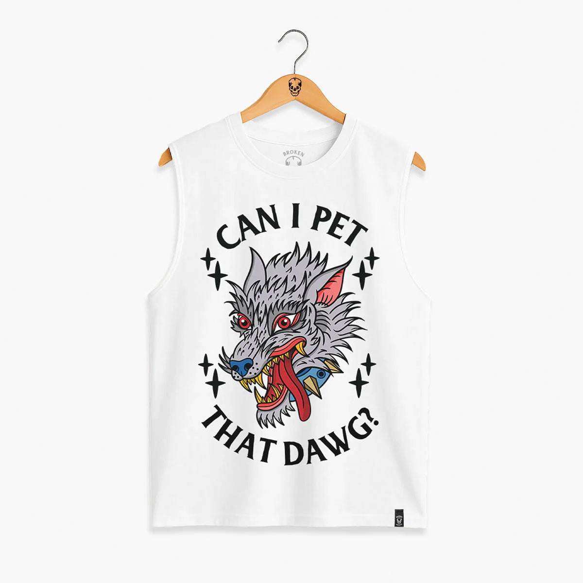 Pet That Dawg Front Print Sleeveless T-Shirt (Unisex)-Tattoo Clothing, Tattoo Sleeveless T-Shirt, EP01S-Broken Society