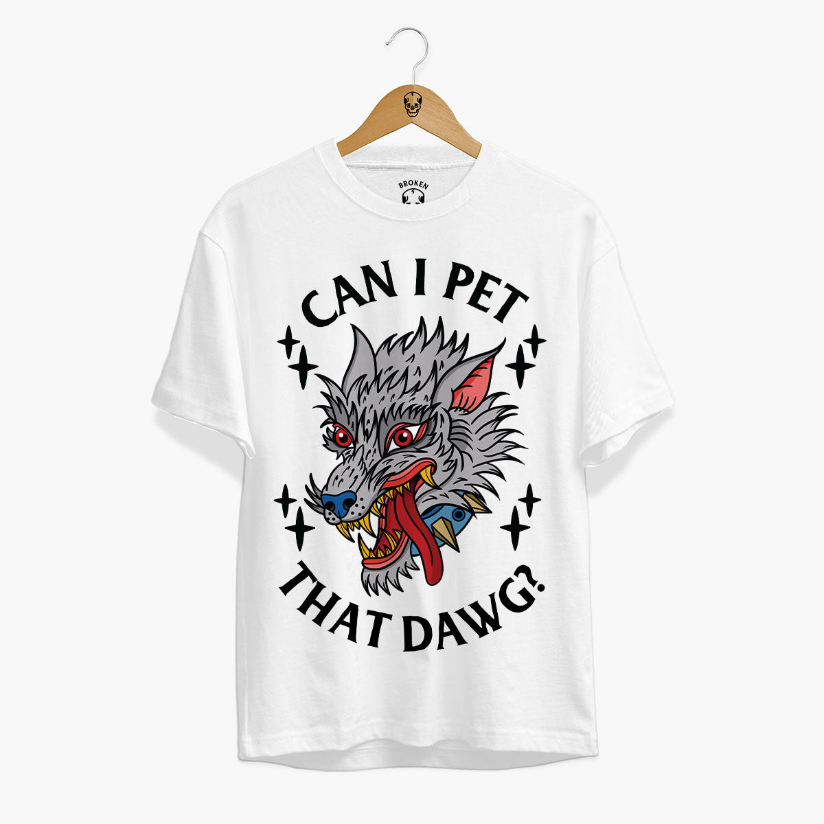 Pet That Dawg Front Print T-shirt (Unisex)-Tattoo Clothing, Tattoo T-Shirt, EP01-Broken Society