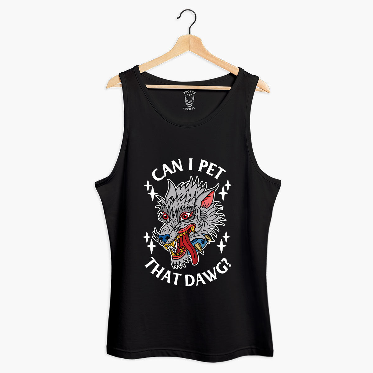 Pet That Dawg Front Print Tank (Unisex)-Tattoo Clothing, Tattoo Tank, 03980-Broken Society