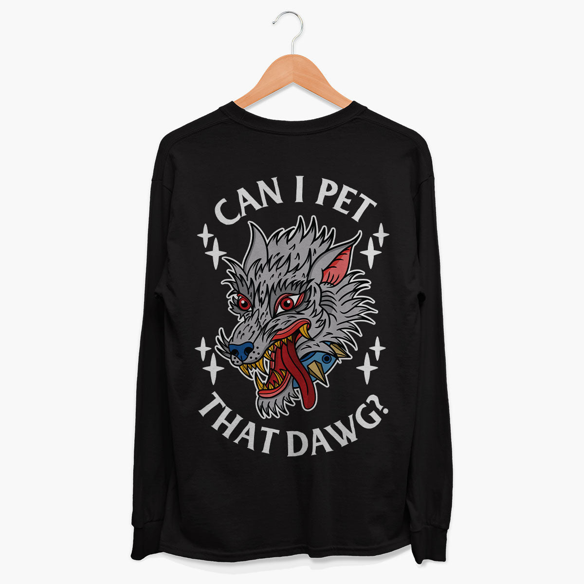 Pet That Dawg Long Sleeve T-Shirt (Unisex)-Tattoo Clothing, Tattoo Long Sleeve T-Shirt, EP185L-Broken Society