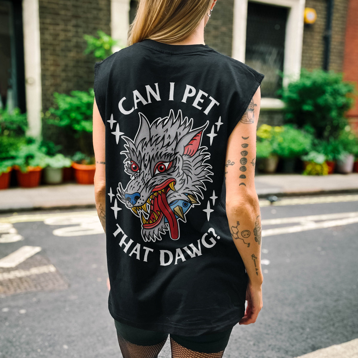 Pet That Dawg Sleeveless T-Shirt (Unisex)-Tattoo Clothing, Tattoo Sleeveless T-Shirt, EP01S-Broken Society