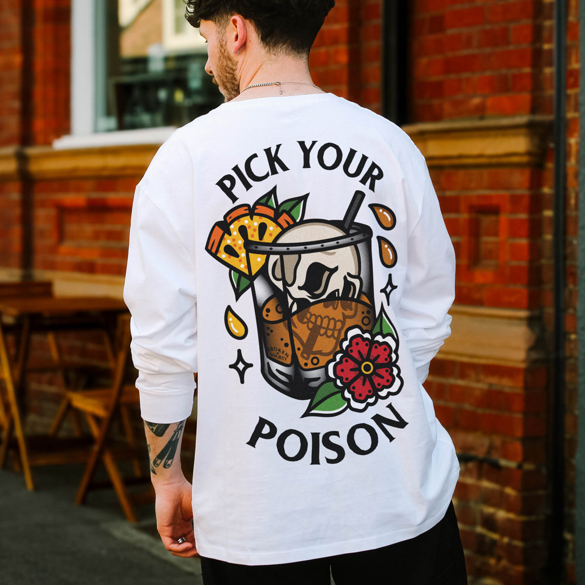 Pick Your Poison Long Sleeve T-Shirt (Unisex)-Tattoo Clothing, Tattoo Long Sleeve T-Shirt, EP185L-Broken Society