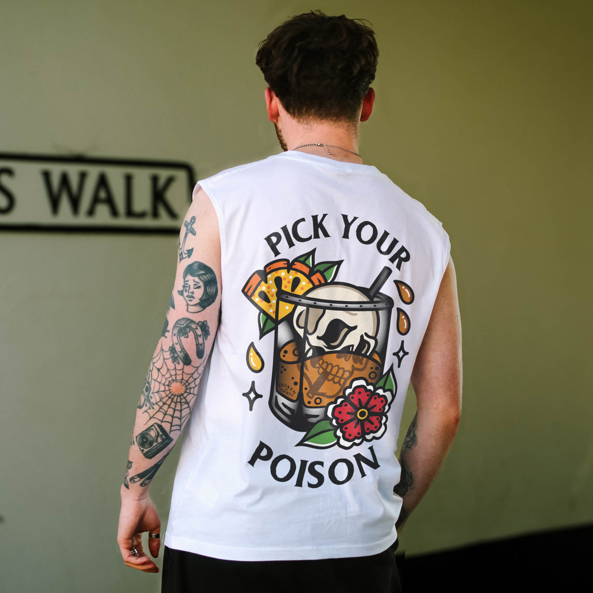 Pick Your Poison Sleeveless T-Shirt (Unisex)-Tattoo Clothing, Tattoo Sleeveless T-Shirt, EP01S-Broken Society