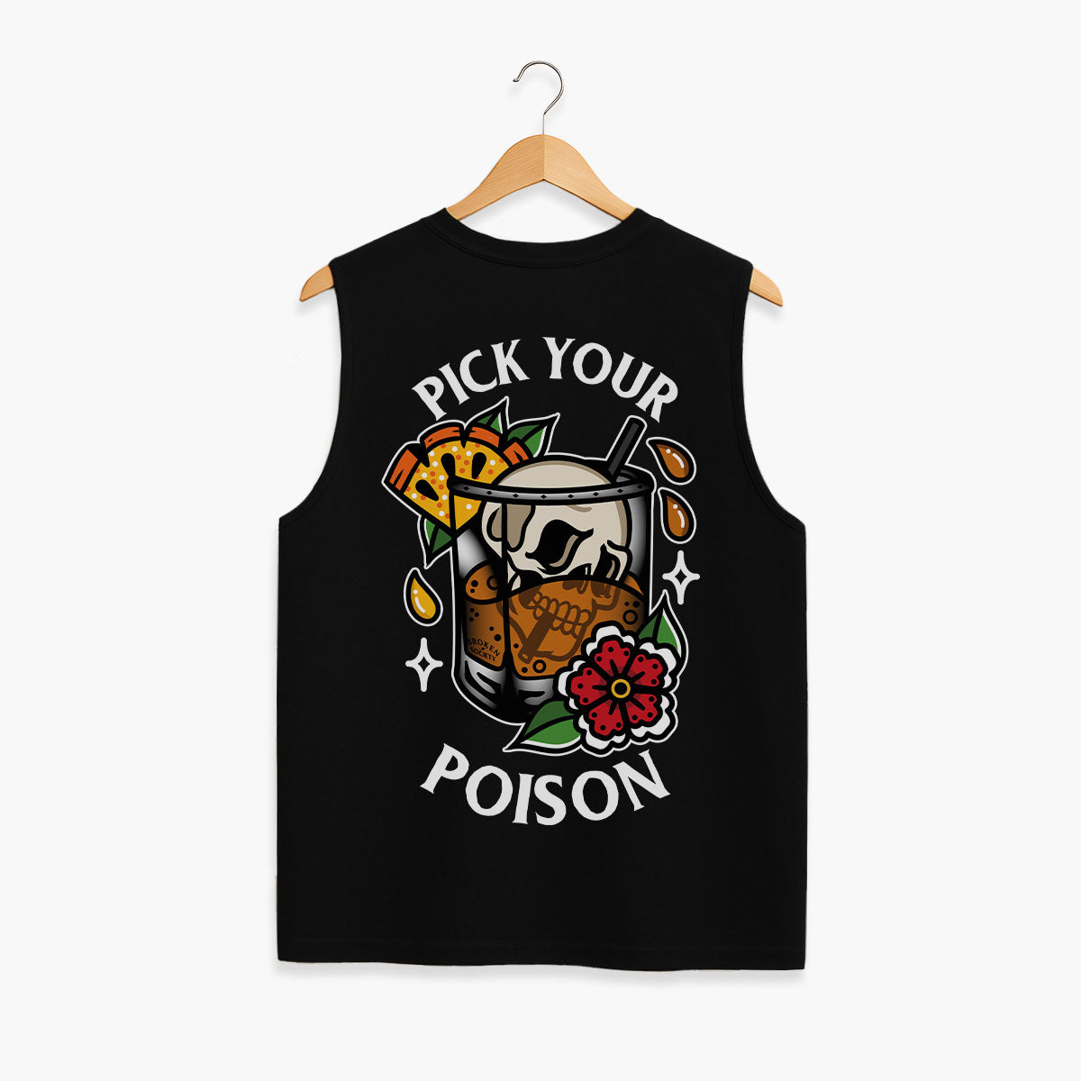 Pick Your Poison Sleeveless T-Shirt (Unisex)-Tattoo Clothing, Tattoo Sleeveless T-Shirt, EP01S-Broken Society