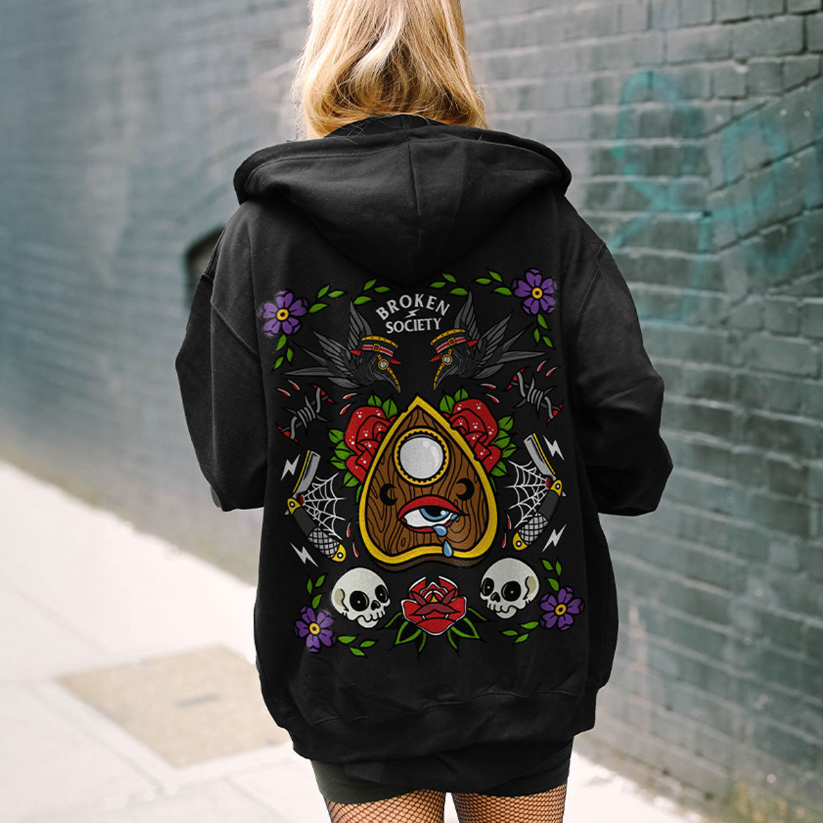 Planchette Flash Sheet Hoodie (Unisex)-Tattoo Clothing, Tattoo Hoodie, JH001-Broken Society