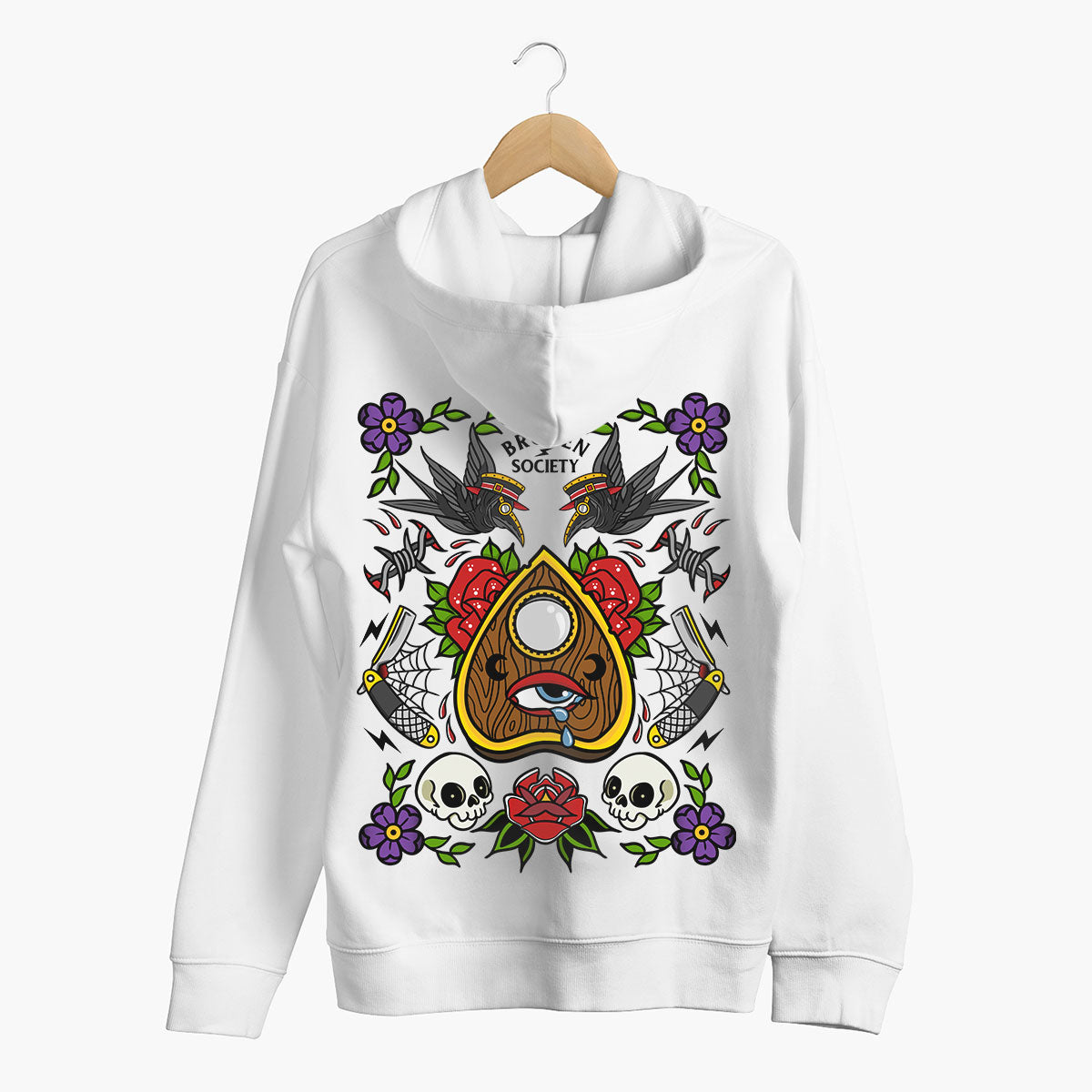 Planchette Flash Sheet Hoodie (Unisex)-Tattoo Clothing, Tattoo Hoodie, JH001-Broken Society