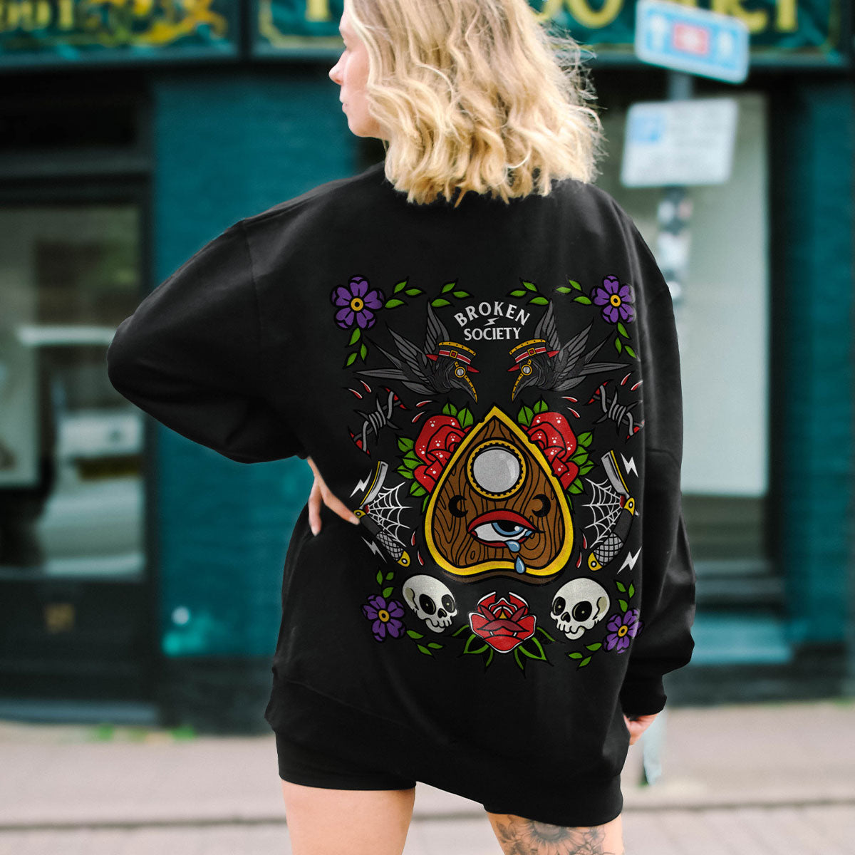 Planchette Flash Sheet Sweatshirt (Unisex)-Tattoo Clothing, Tattoo Sweatshirt, JH030-Broken Society