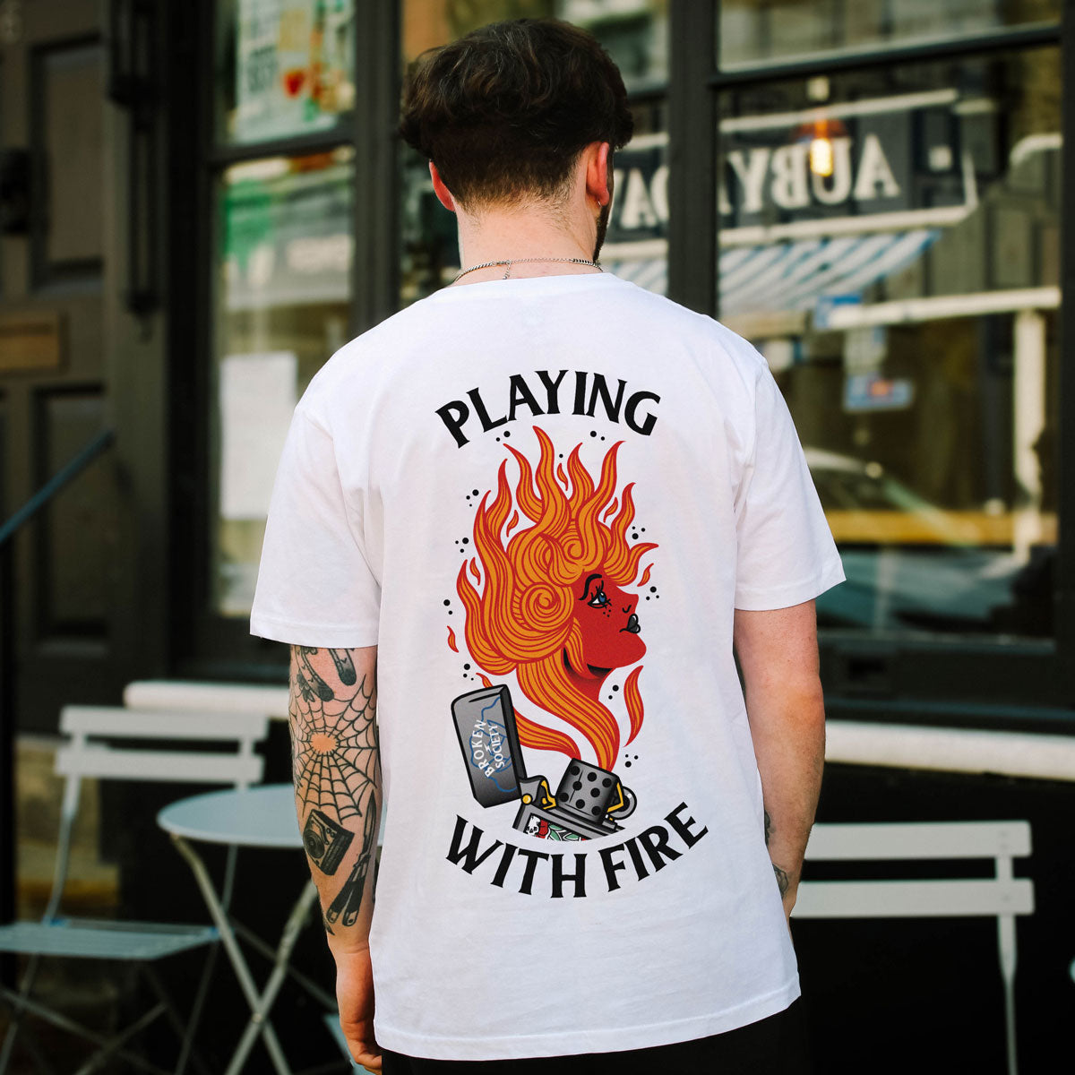 Playing With Fire T-Shirt (Unisex)-Tattoo Clothing, Tattoo T-Shirt, EP01-Broken Society