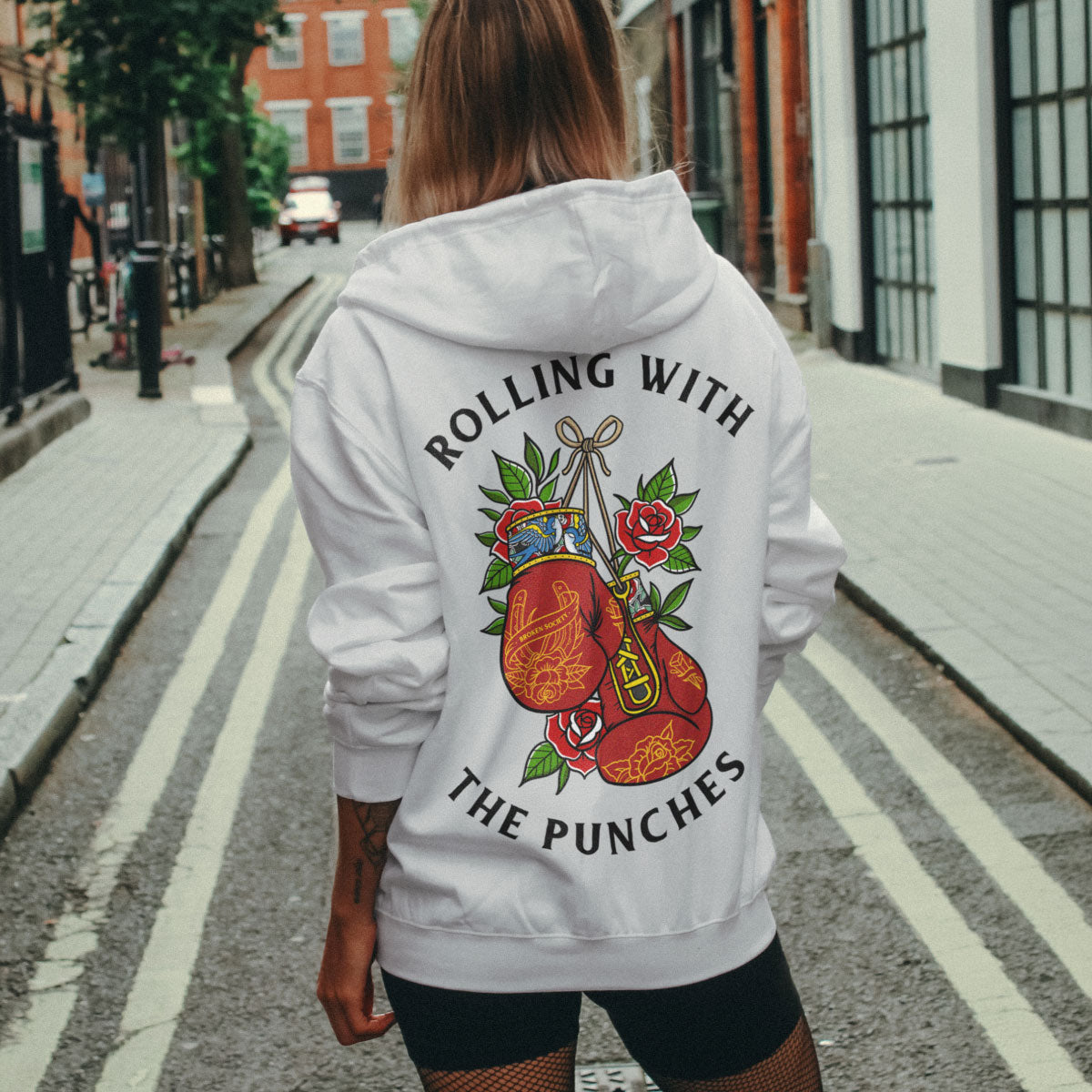 Rolling With The Punches Hoodie (Unisex)-Tattoo Clothing, Tattoo Hoodie, JH001-Broken Society