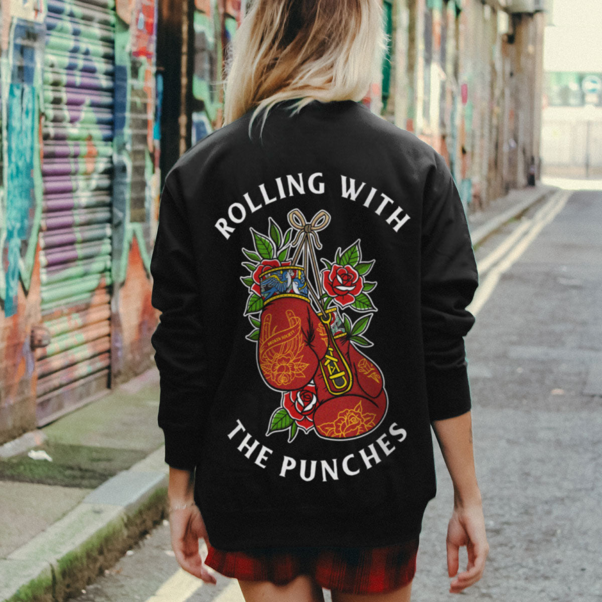 Rolling With The Punches Sweatshirt (Unisex)-Tattoo Clothing, Tattoo Sweatshirt, JH030-Broken Society