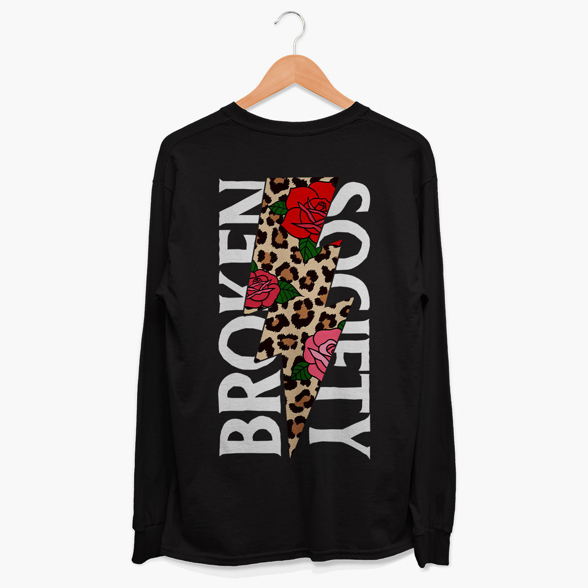 Roses And Animal Print Long Sleeve T-Shirt (Unisex)-Tattoo Clothing, Tattoo Long Sleeve T-Shirt, EP185L-Broken Society