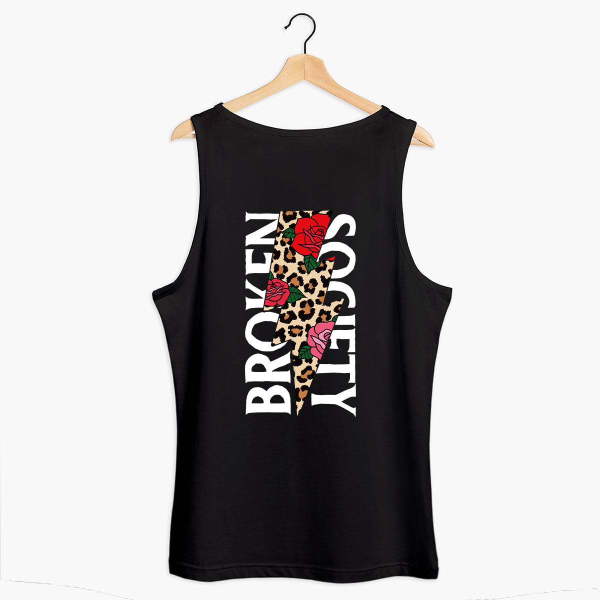 Roses And Animal Print Tank (Unisex)-Tattoo Clothing, Tattoo Tank, 03980-Broken Society