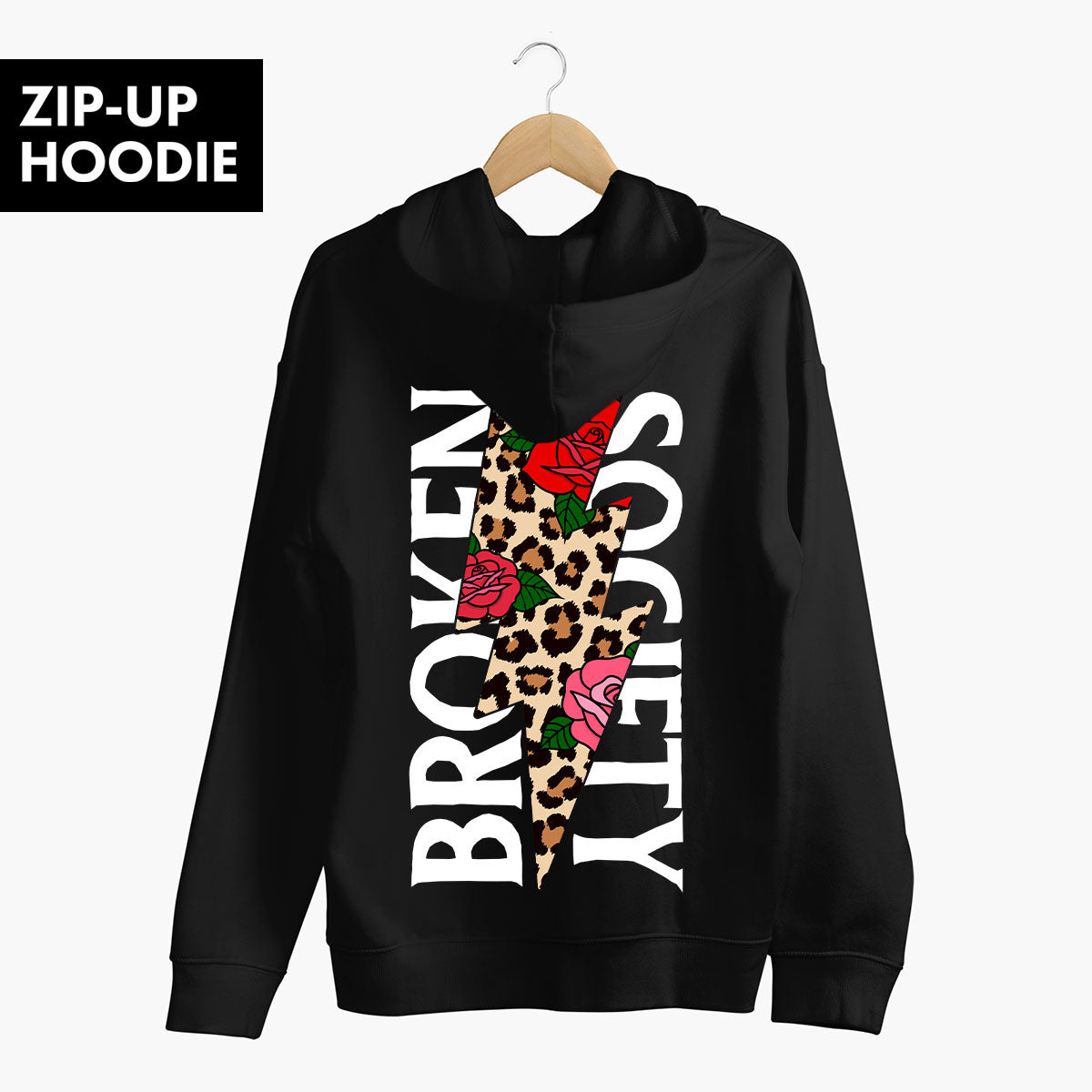 Roses And Animal Zip-Up Hoodie (Unisex)-Tattoo Clothing, Tattoo Zip-Up Hoodie, JH050-Broken Society