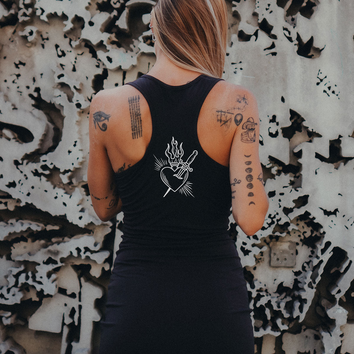 Sacred Heart Bodycon Dress-Tattoo Clothing, Tattoo Bodycon Dress, SK114-Broken Society