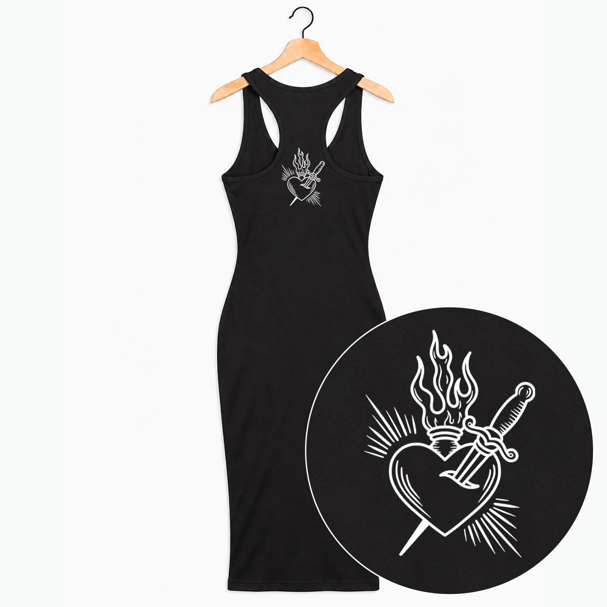 Sacred Heart Bodycon Dress-Tattoo Clothing, Tattoo Bodycon Dress, SK114-Broken Society