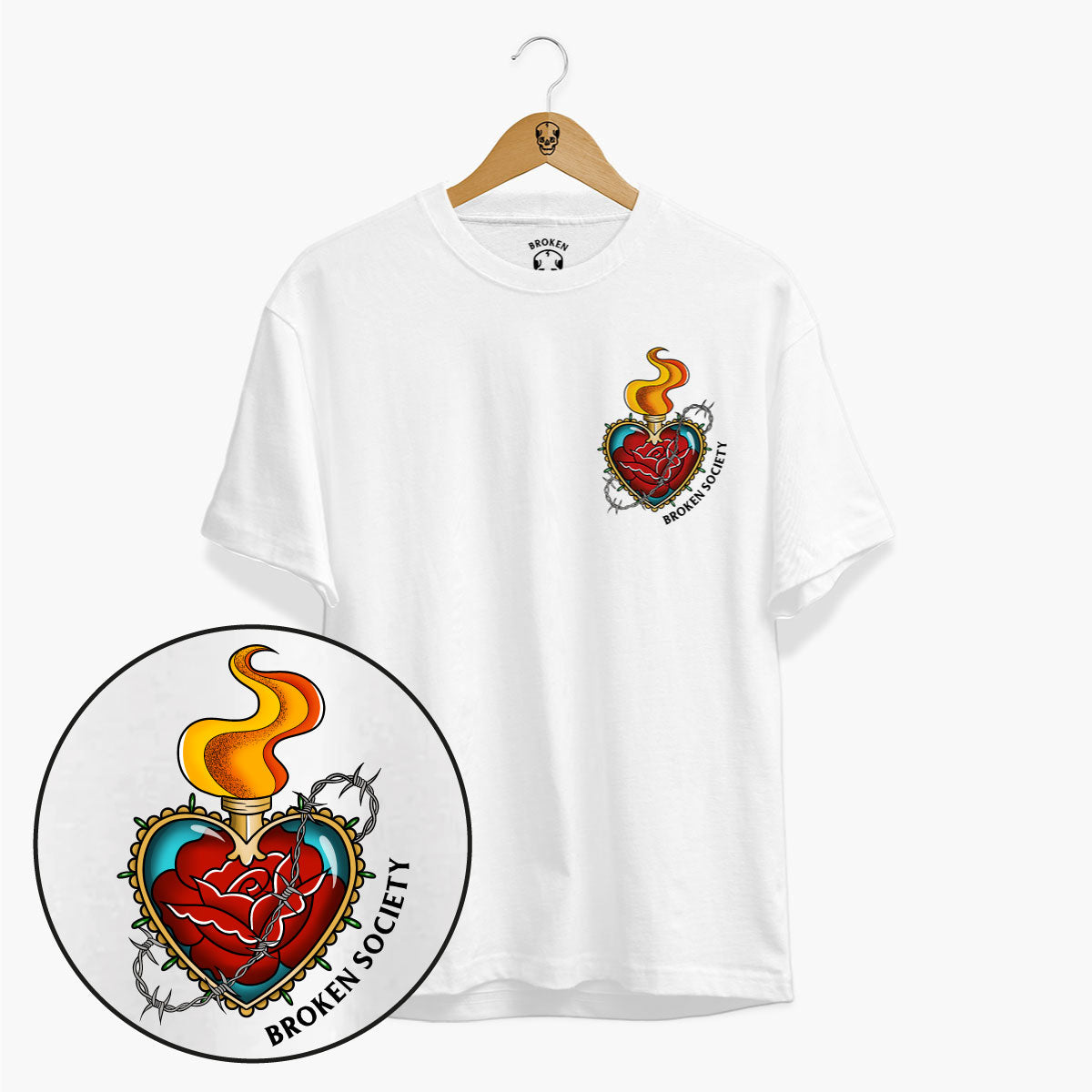 Sacred Hearts T-shirt (Unisex)-Tattoo Clothing, Tattoo T-Shirt, N03-Broken Society