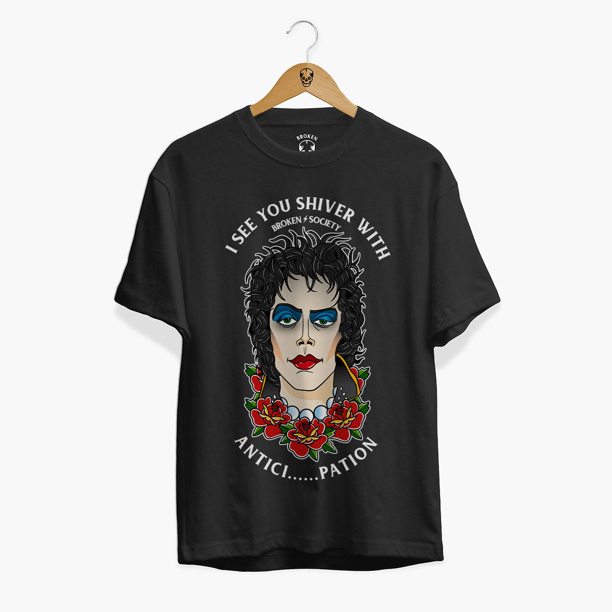 Shiver With Anticipation Front Print T-Shirt (Unisex)-Tattoo Clothing, Tattoo T-Shirt, EP01-Broken Society