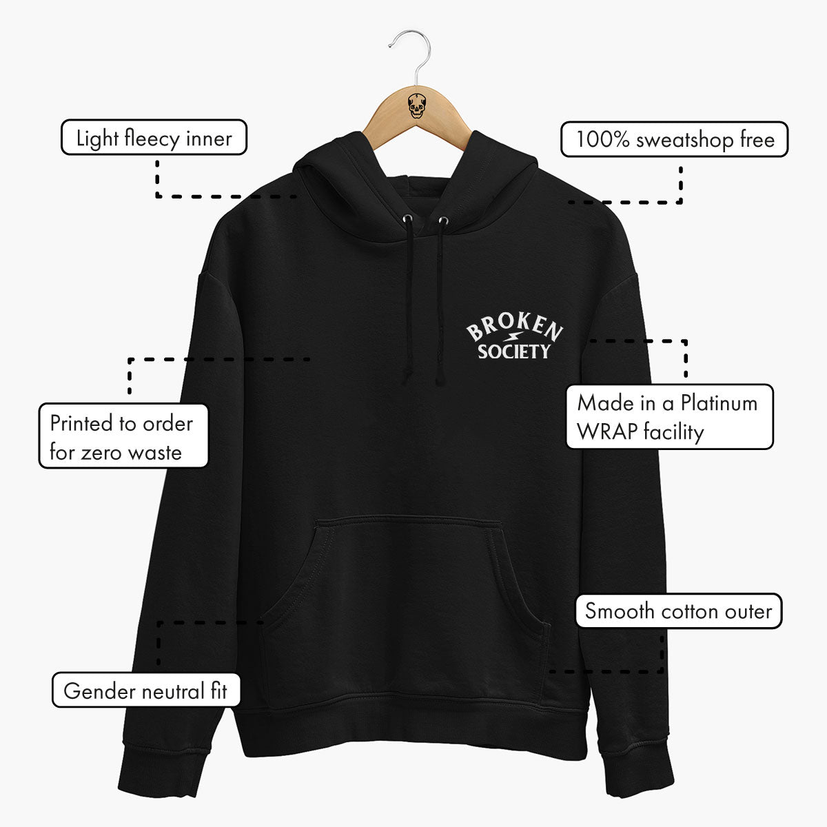 Skull Flower Hoodie (Unisex)-Tattoo Clothing, Tattoo Hoodie, JH001-Broken Society