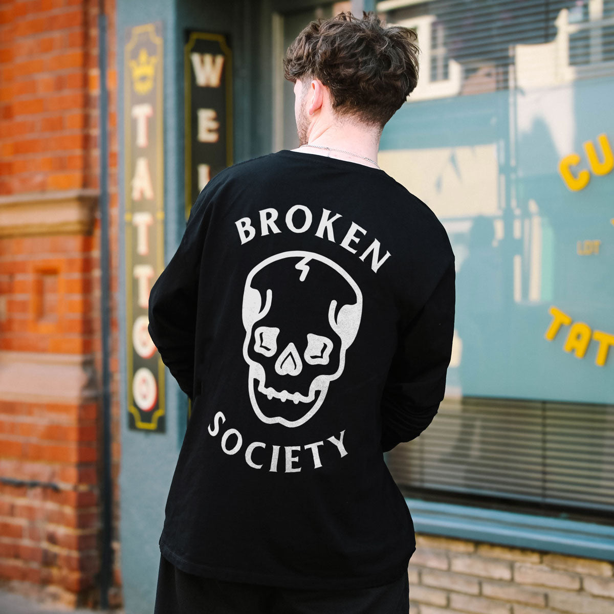 Skull Long Sleeve T-Shirt (Unisex)-Tattoo Clothing, Tattoo Long Sleeve T-Shirt, EP185L-Broken Society