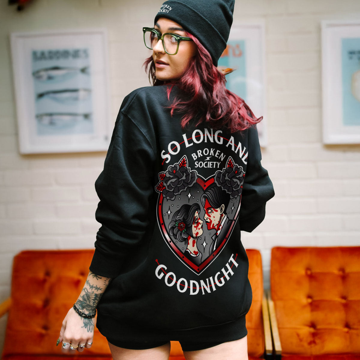 So Long And Goodnight Sweatshirt (Unisex)-Tattoo Clothing, Tattoo Sweatshirt, JH030-Broken Society