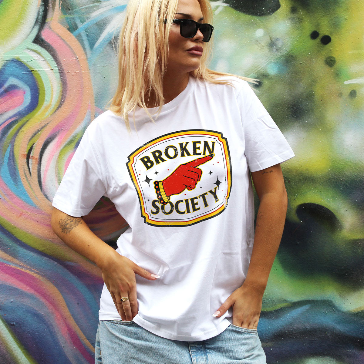 Stars Classic Tattoo Signage Front Print T-shirt (Unisex)-Tattoo Clothing, Tattoo T-Shirt, EP01-Broken Society