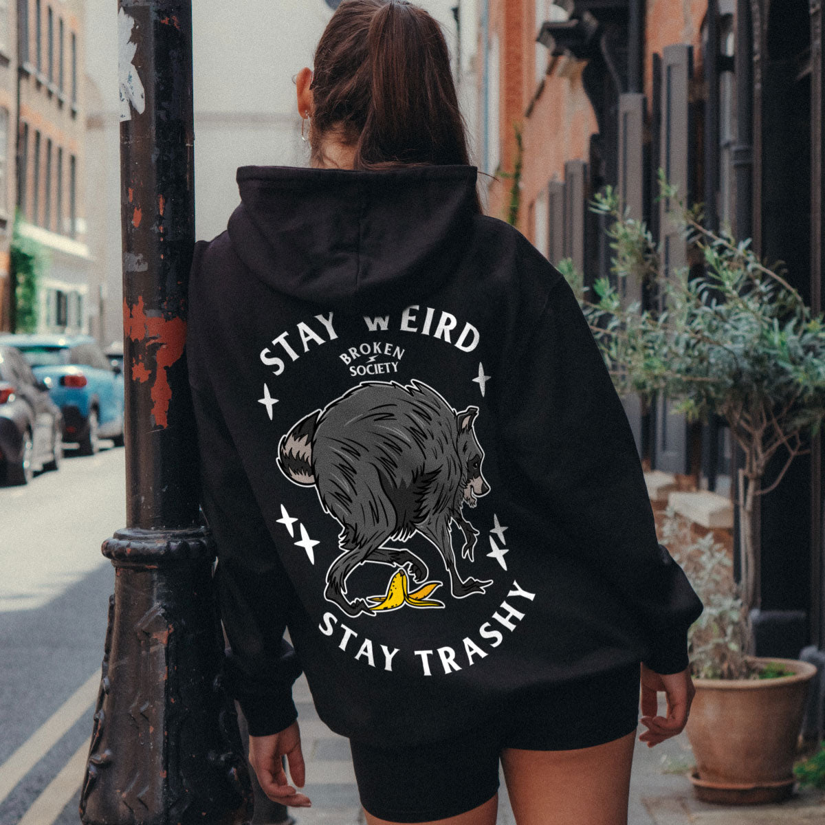 Stay Weird Stay Trashy Hoodie (Unisex)-Tattoo Clothing, Tattoo Hoodie, JH001-Broken Society