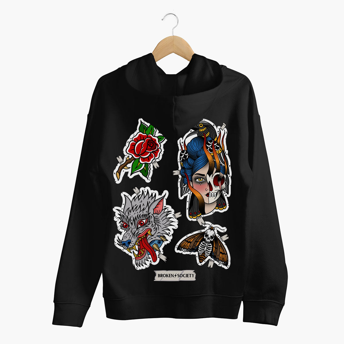 Sticker Flash Sheet Hoodie (Unisex)-Tattoo Clothing, Tattoo Hoodie, JH001-Broken Society