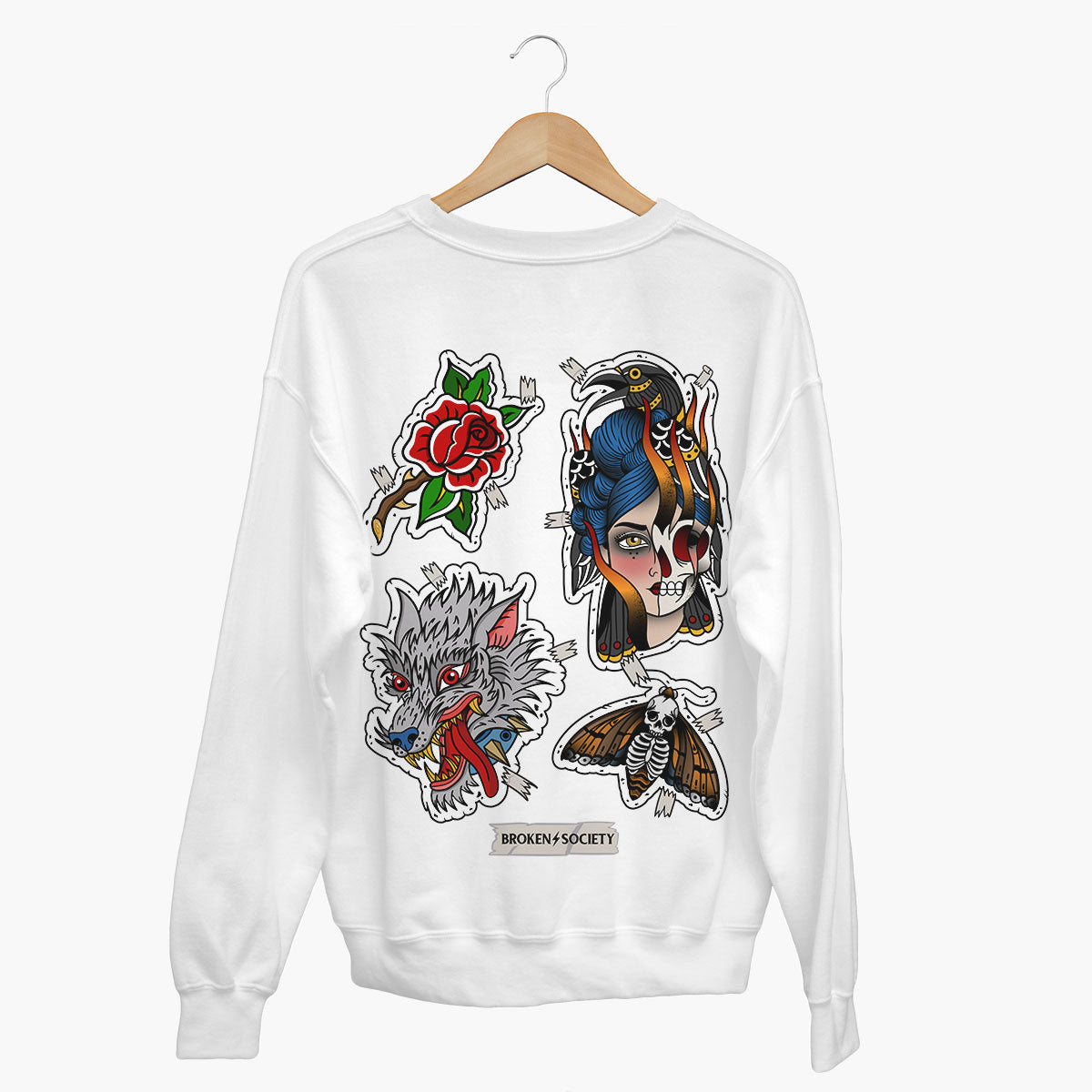 Sticker Flash Sheet Sweatshirt (Unisex)-Tattoo Clothing, Tattoo Sweatshirt, JH030-Broken Society