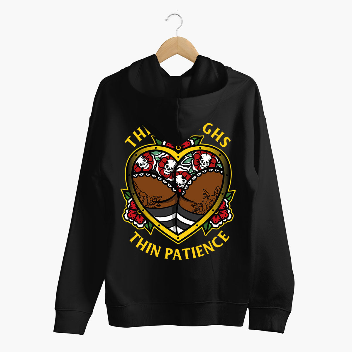 Thick Thighs Thin Patience Hoodie (Unisex)-Tattoo Clothing, Tattoo Hoodie, JH001-Broken Society