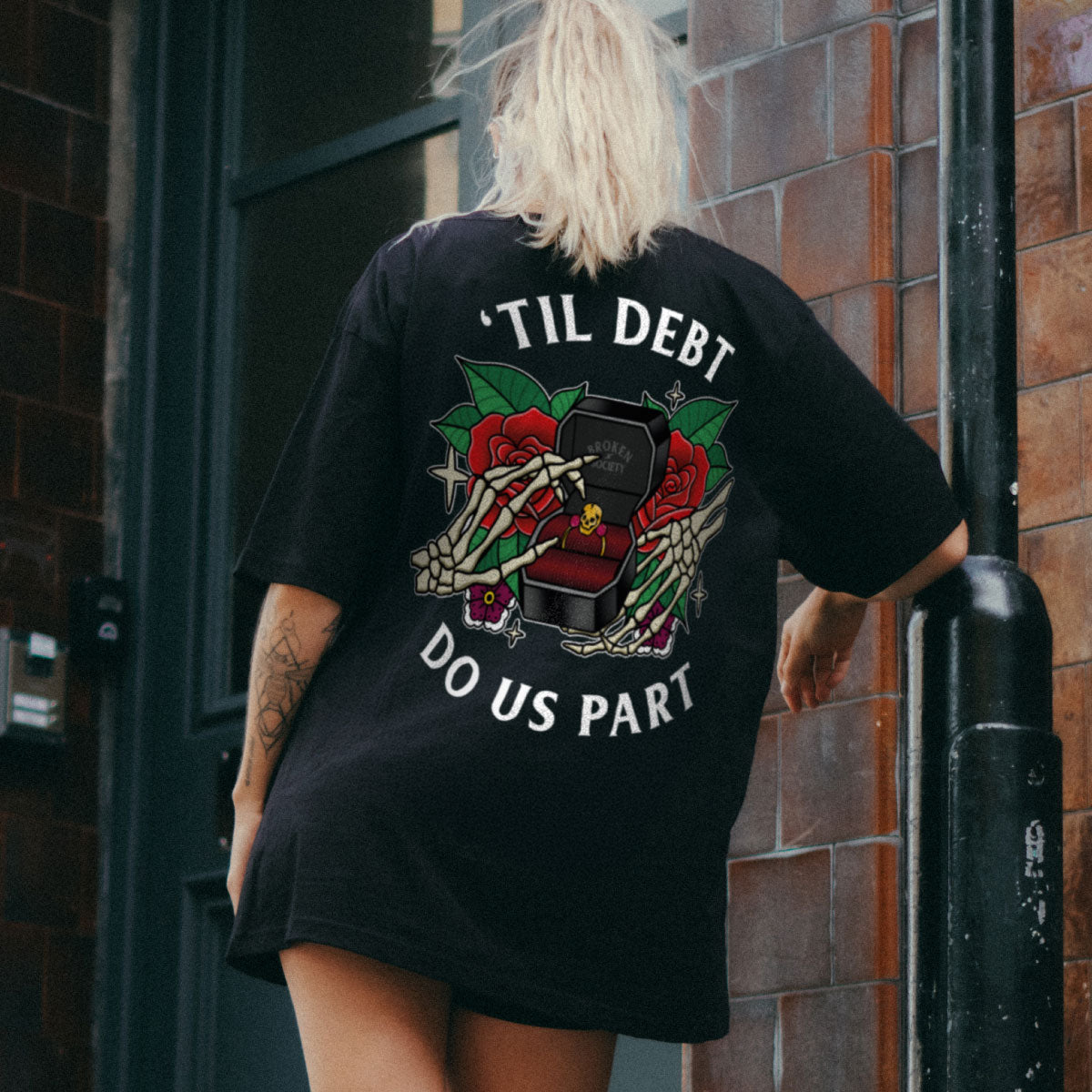 'Til Debt Do Us Part T-Shirt (Unisex)-Tattoo Clothing, Tattoo T-Shirt, EP01-Broken Society