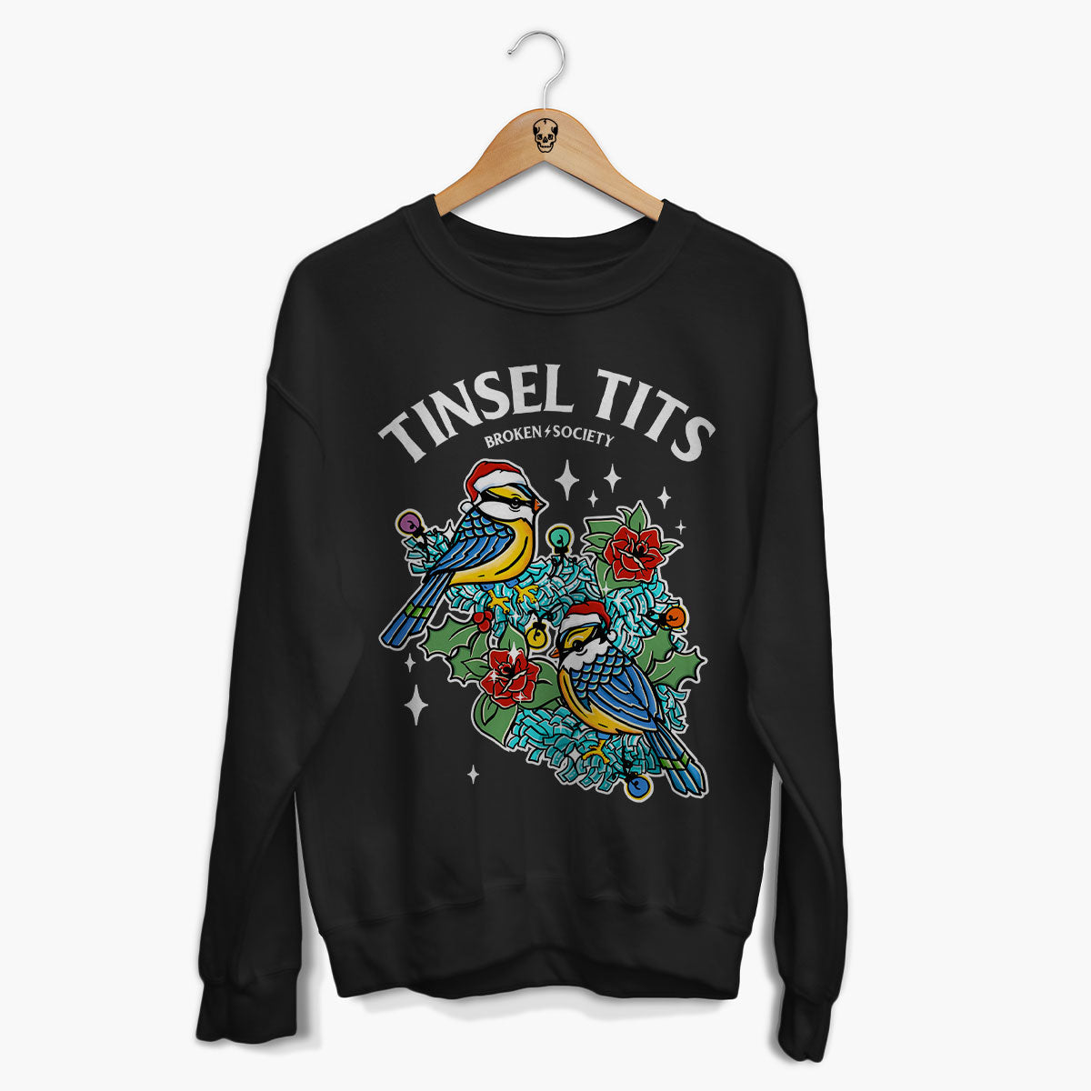Tinsel Tits Christmas Jumper (Unisex)-Tattoo Clothing, Tattoo Sweatshirt, JH030-Broken Society