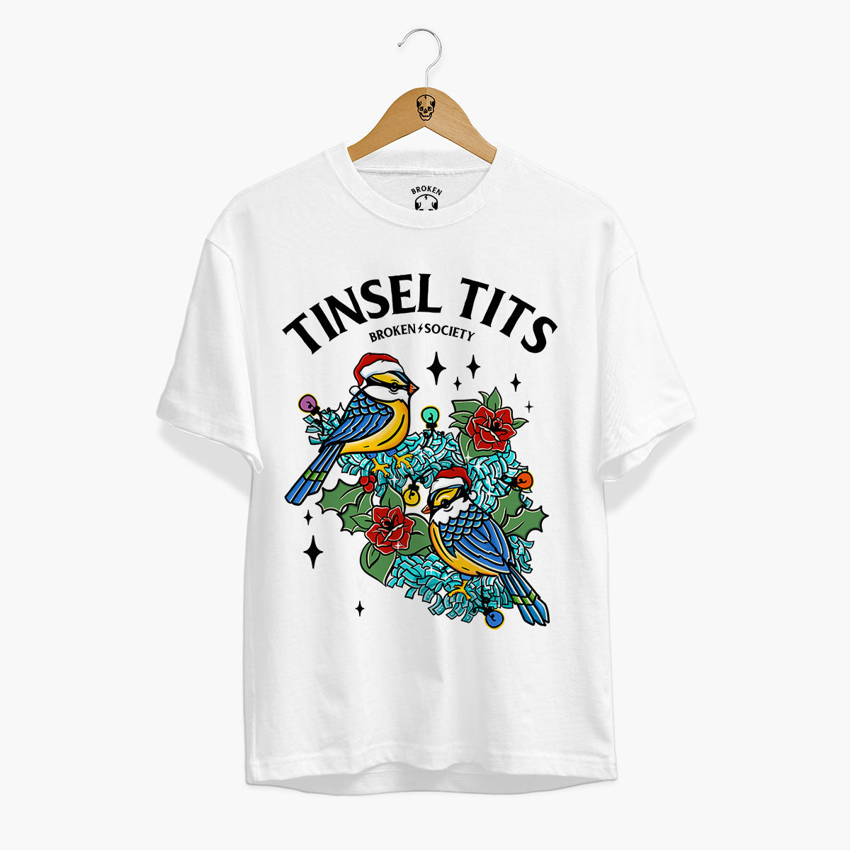 Tinsel Tits Christmas T-Shirt (Unisex)-Tattoo Clothing, Tattoo T-Shirt, EP01-Broken Society