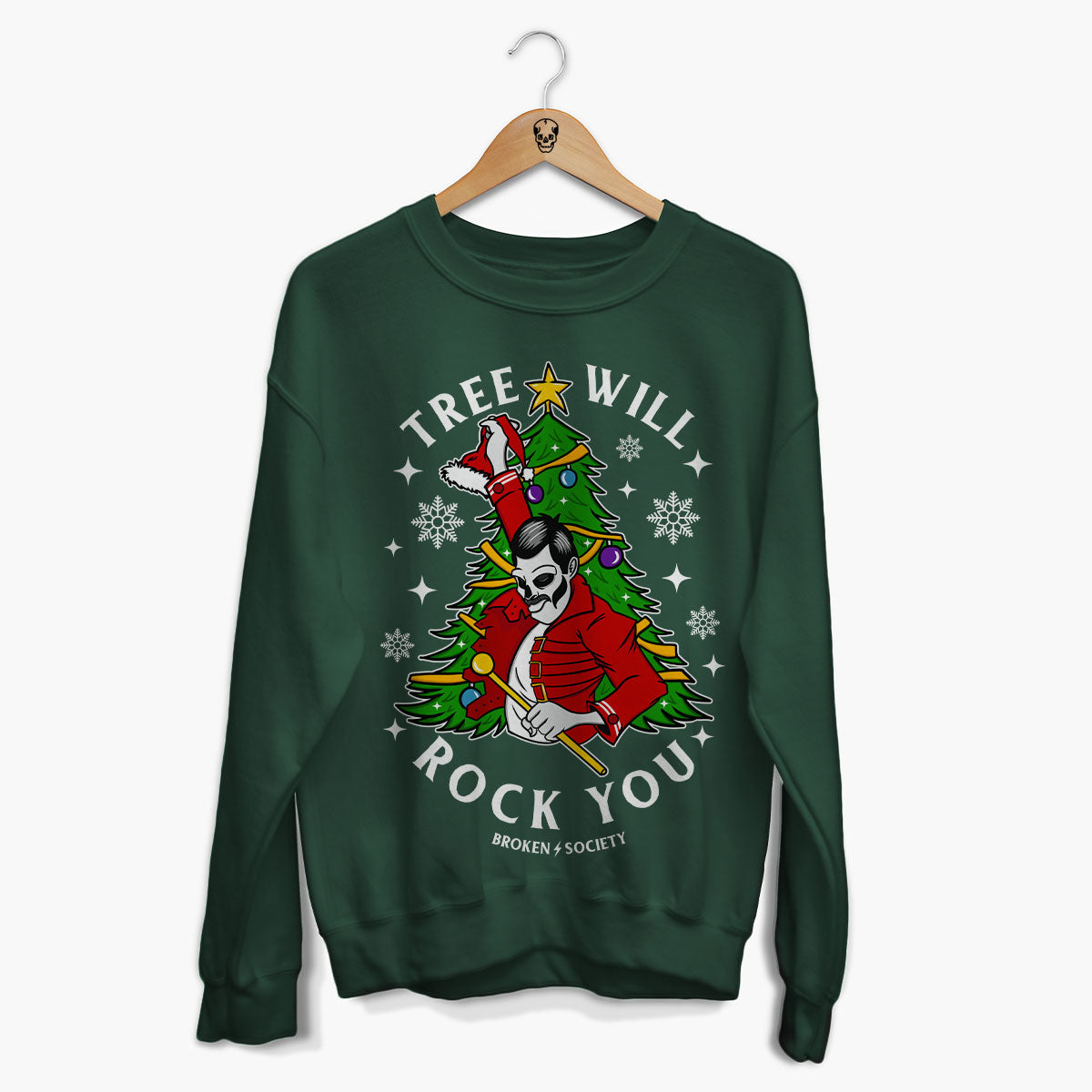 Tree Will Rock You Christmas Jumper (Unisex)-Tattoo Clothing, Tattoo Sweatshirt, JH030-Broken Society