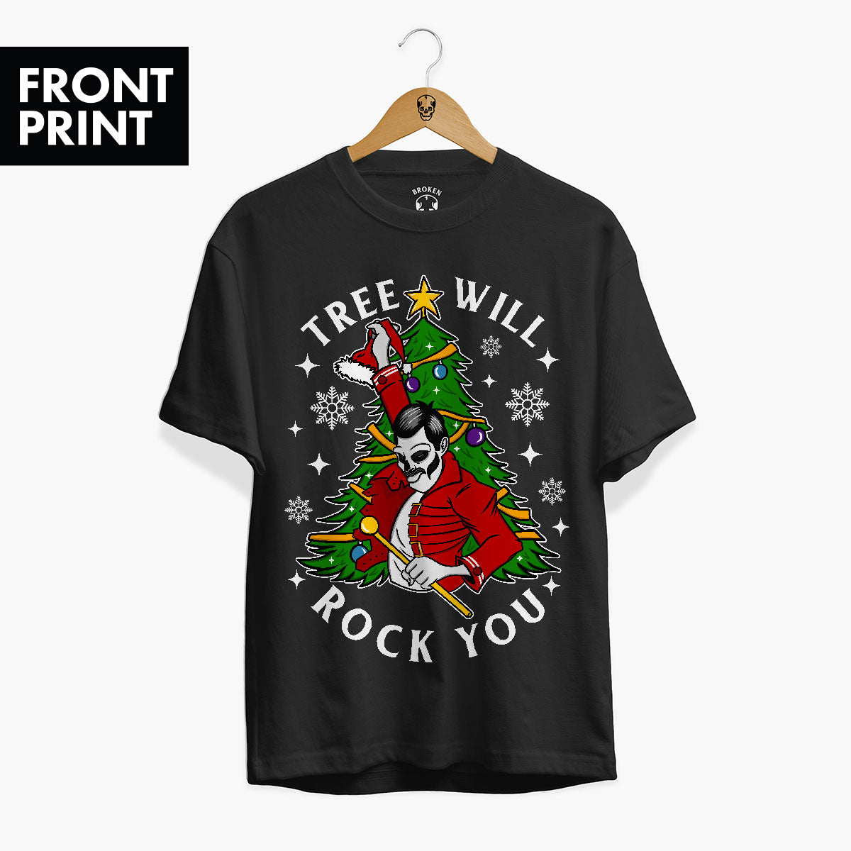 Tree Will Rock You Christmas T-Shirt (Unisex)-Tattoo Clothing, Tattoo T-Shirt, EP01-Broken Society