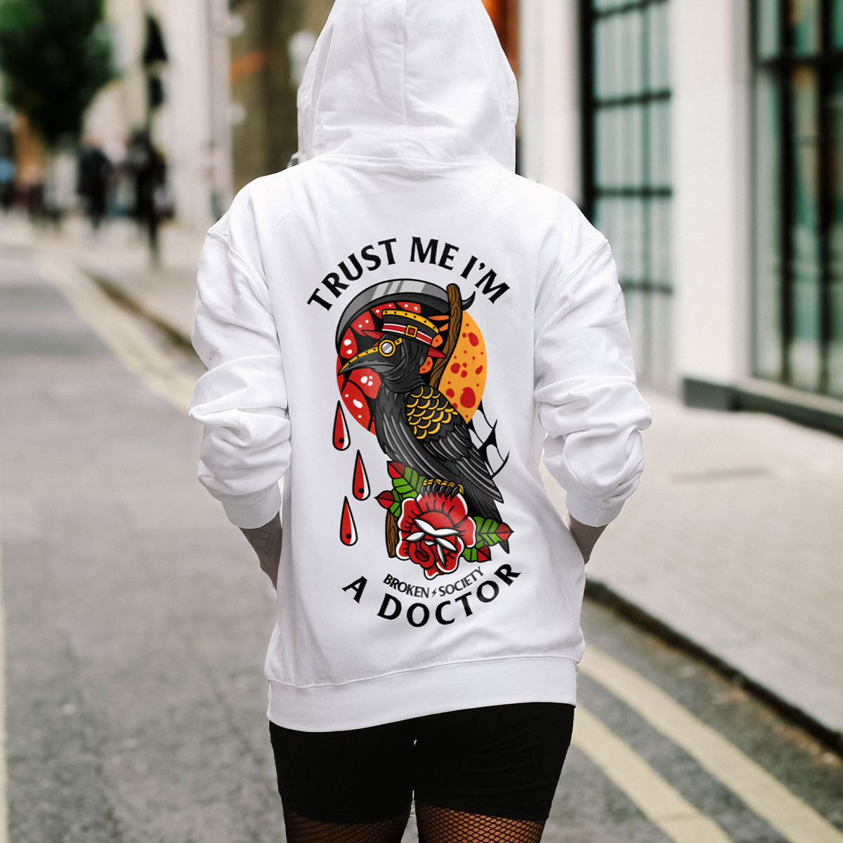 Trust Me I'm A Doctor Hoodie (Unisex)-Tattoo Clothing, Tattoo Hoodie, JH001-Broken Society