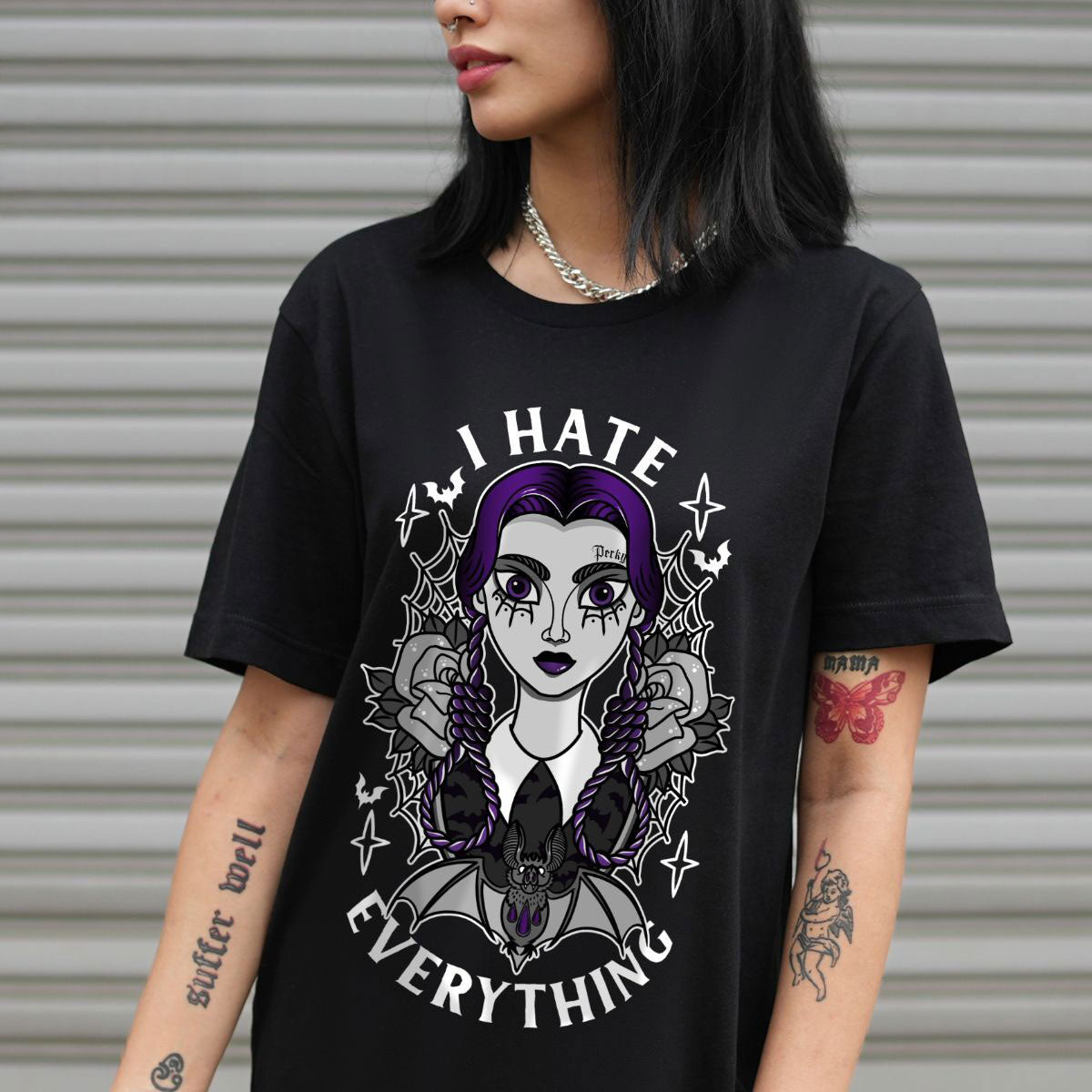 Wednesday Addams T-Shirt (Unisex)-Tattoo Clothing, Tattoo T-Shirt, EP01-Broken Society