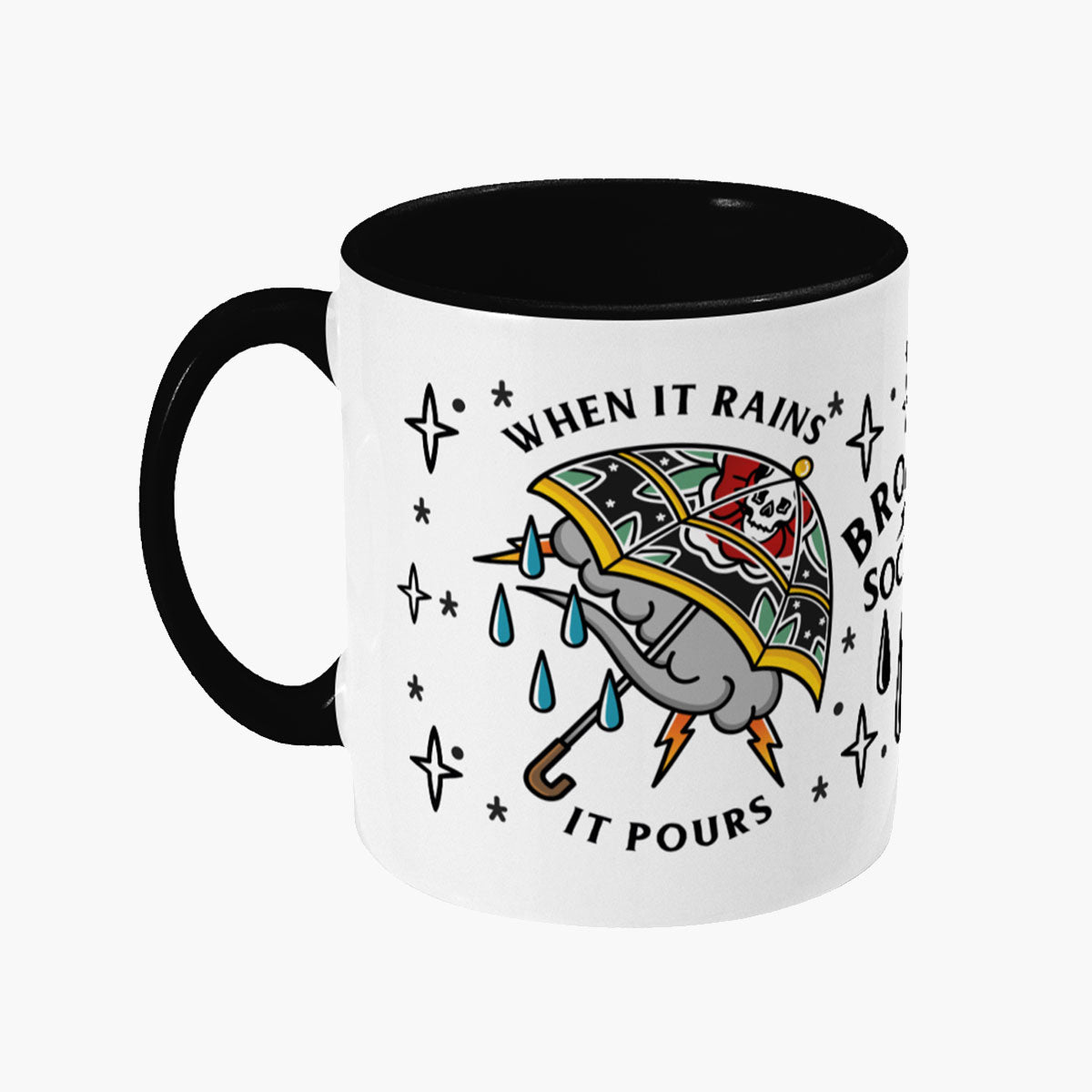 When It Rains It Pours Mug-Tattoo Apparel, Tattoo Accessories, Tattoo Gift, Tattoo Coffee Mug, 11oz White Ceramic-Broken Society