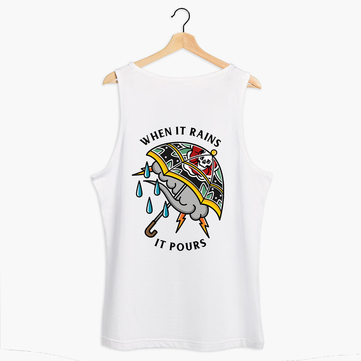 When It Rains It Pours Tank (Unisex)-Tattoo Clothing, Tattoo Tank, 03980-Broken Society