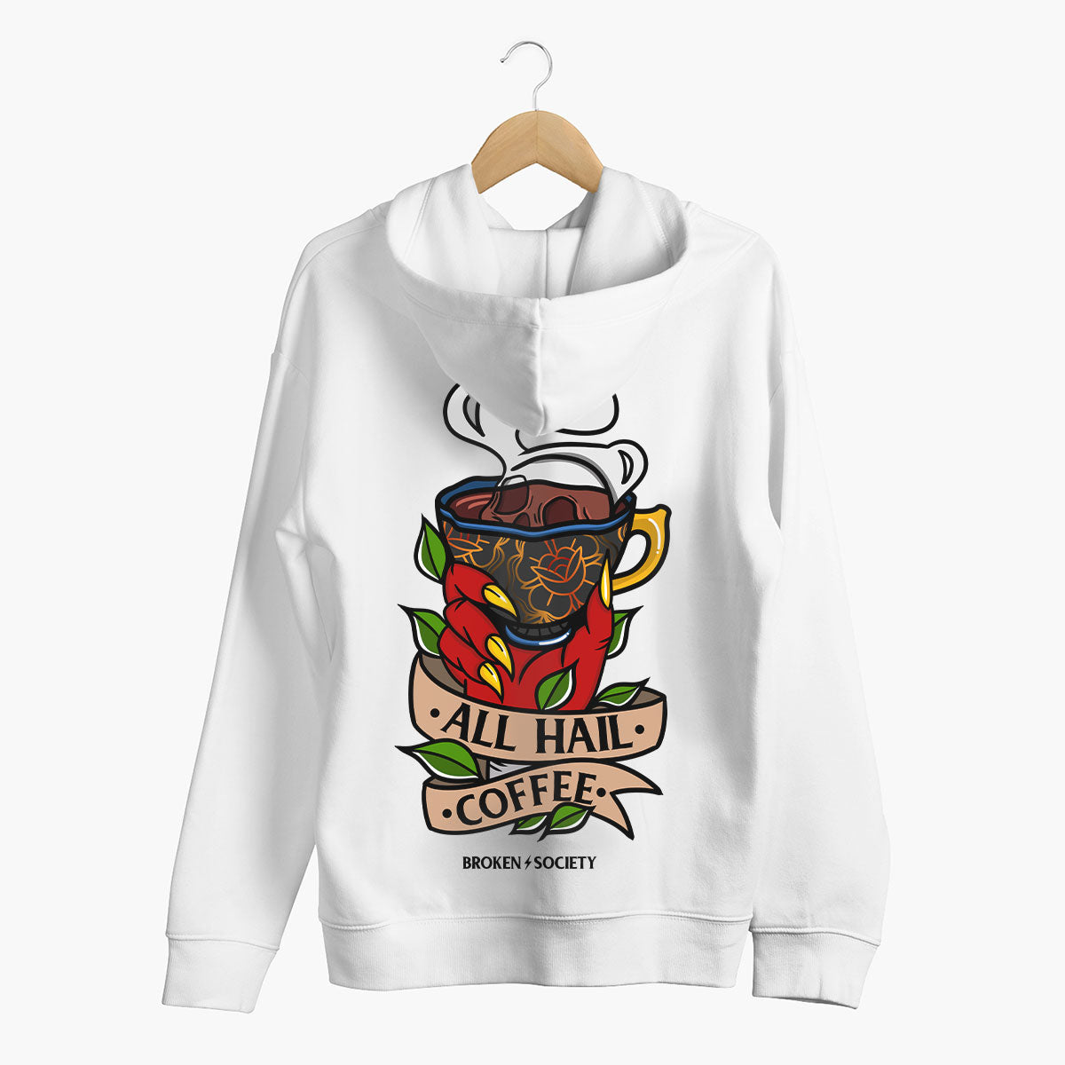 All Hail Coffee Hoodie (Unisex)-Tattoo Clothing, Tattoo Hoodie, JH001-Broken Society