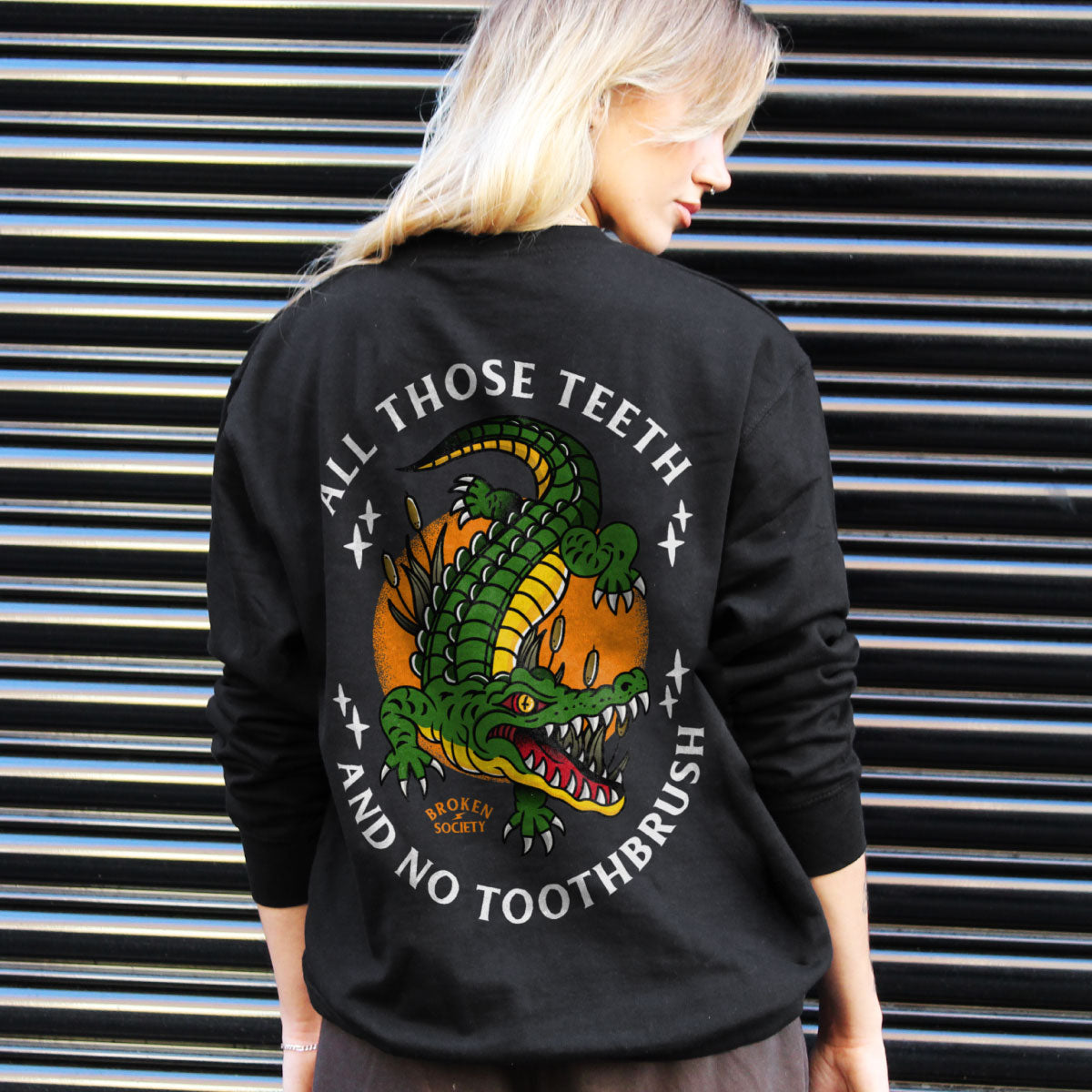 All Those Teeth Sweatshirt (Unisex)-Tattoo Clothing, Tattoo Sweatshirt, JH030-Broken Society