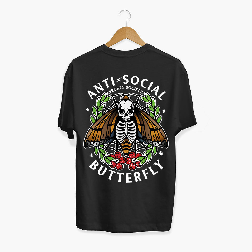 Anti-Social Butterfly T-shirt (Unisex)-Tattoo Clothing, Tattoo T-Shirt, EP01-Broken Society