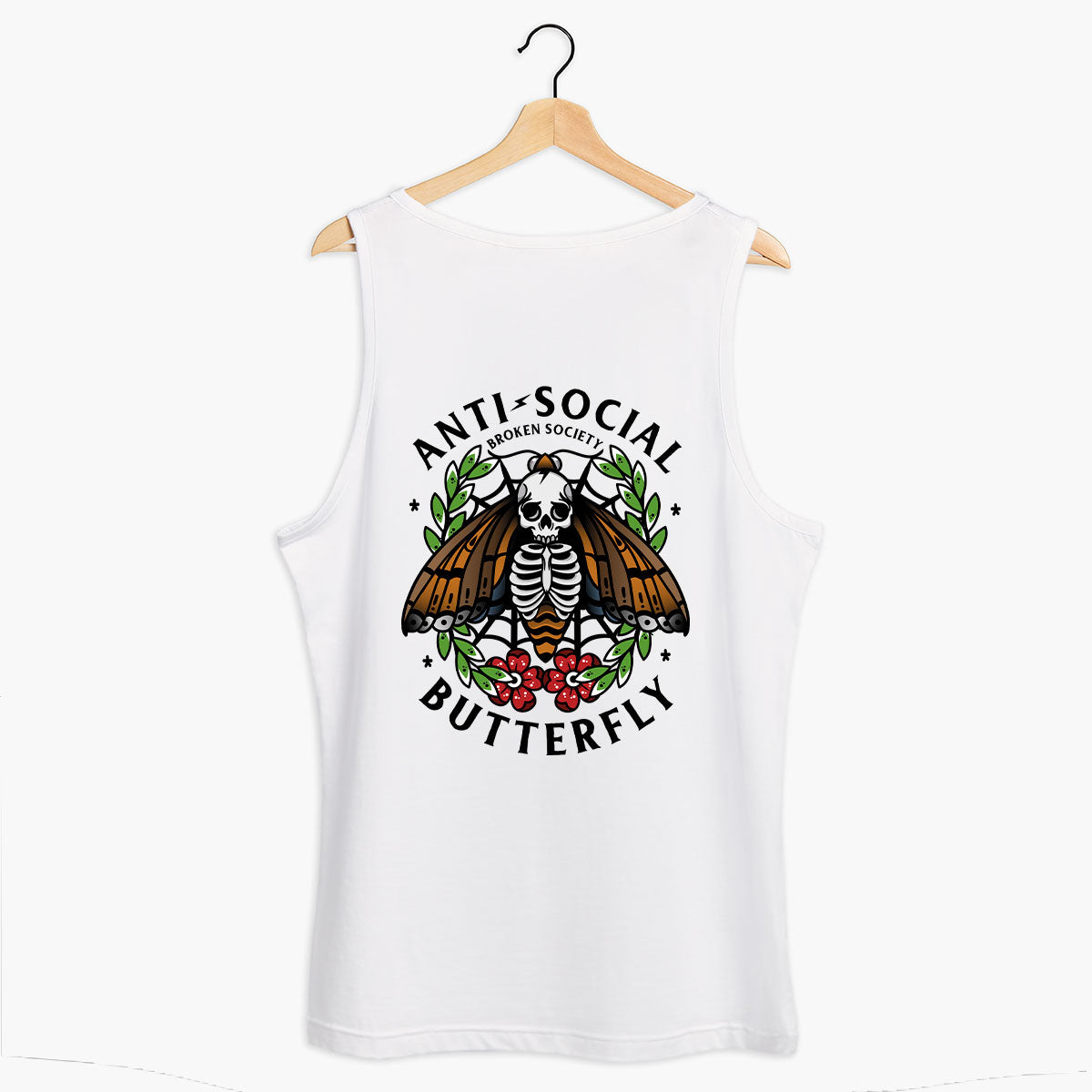 Anti-Social Butterfly Tank (Unisex)-Tattoo Clothing, Tattoo Tank, 03980-Broken Society