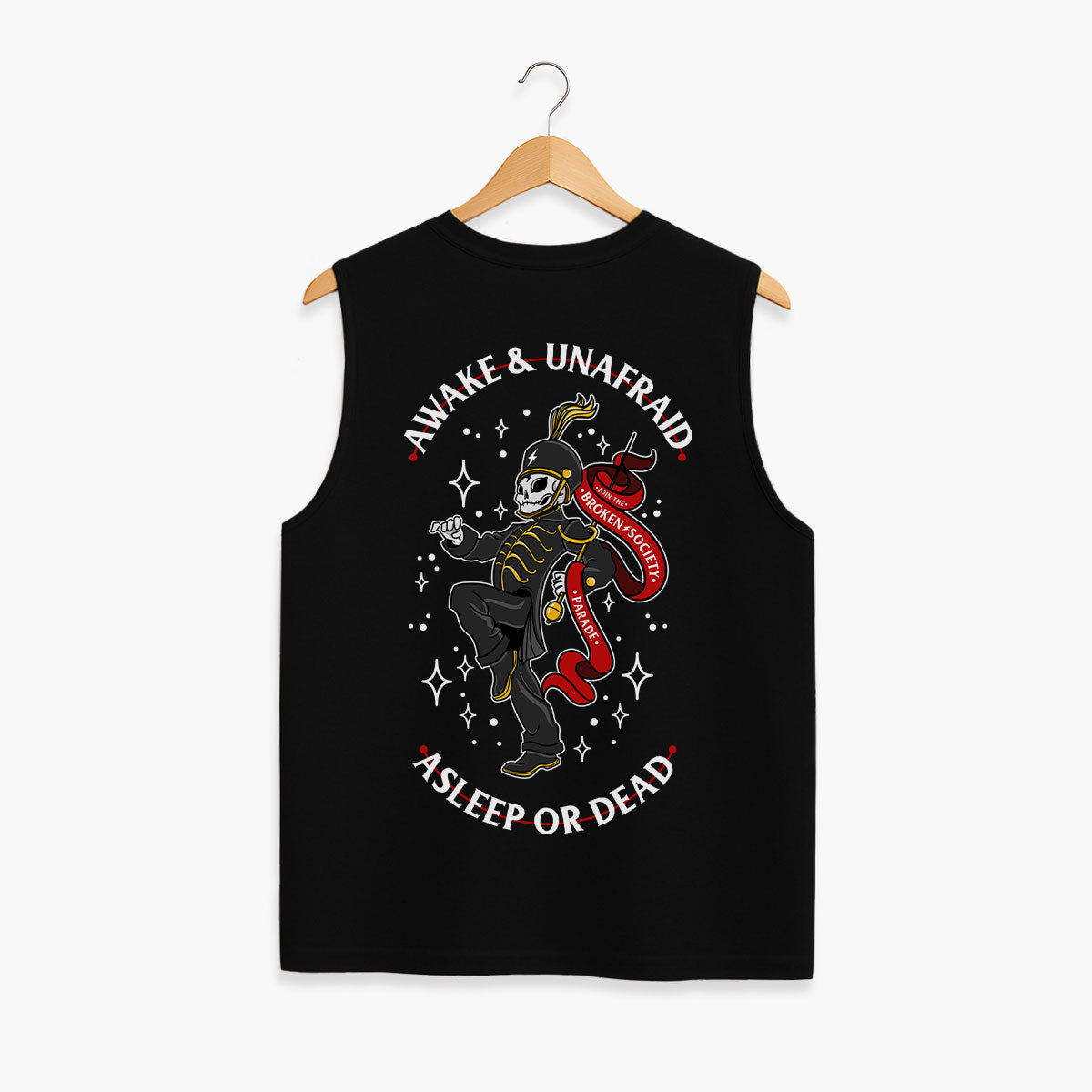 Awake And Unafraid Sleeveless T-Shirt (Unisex)-Tattoo Clothing, Tattoo Sleeveless T-Shirt, EP01S-Broken Society